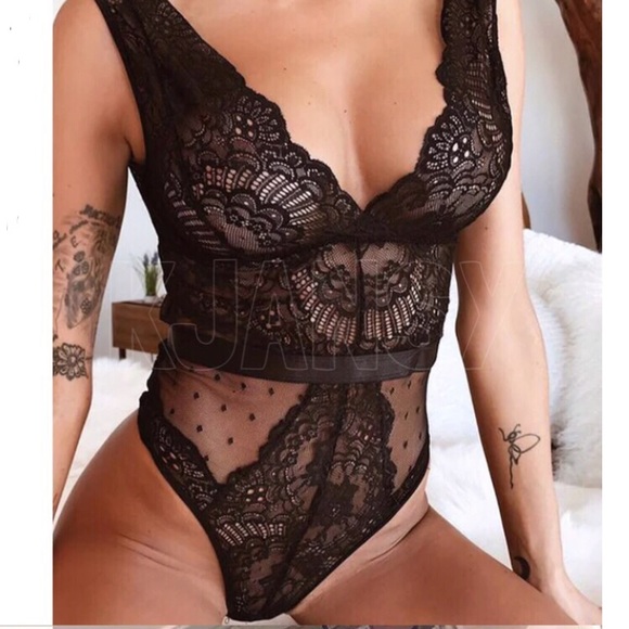 Black Lace Bodysuit - Picture 2 of 6